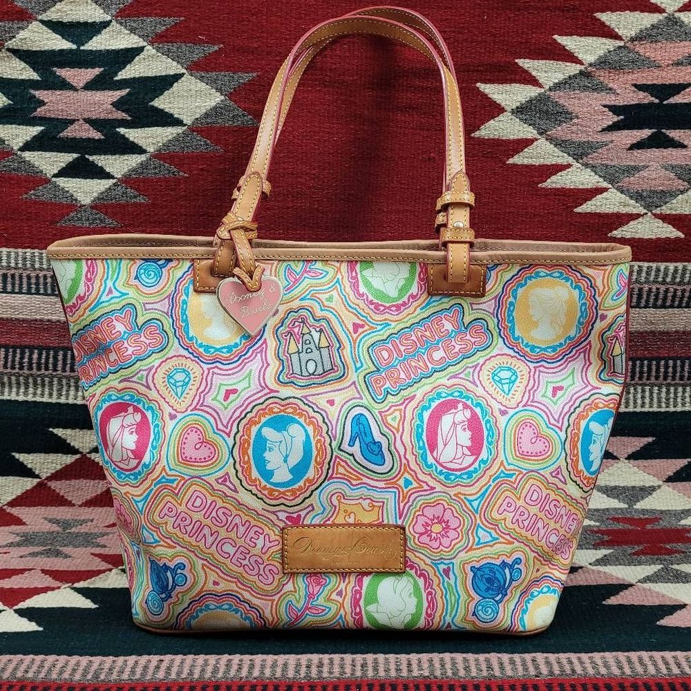 Dooney & Bourke Disney Pop Princess Tote Purse Colorful Coated Canvas Leather - Picture 1 of 12